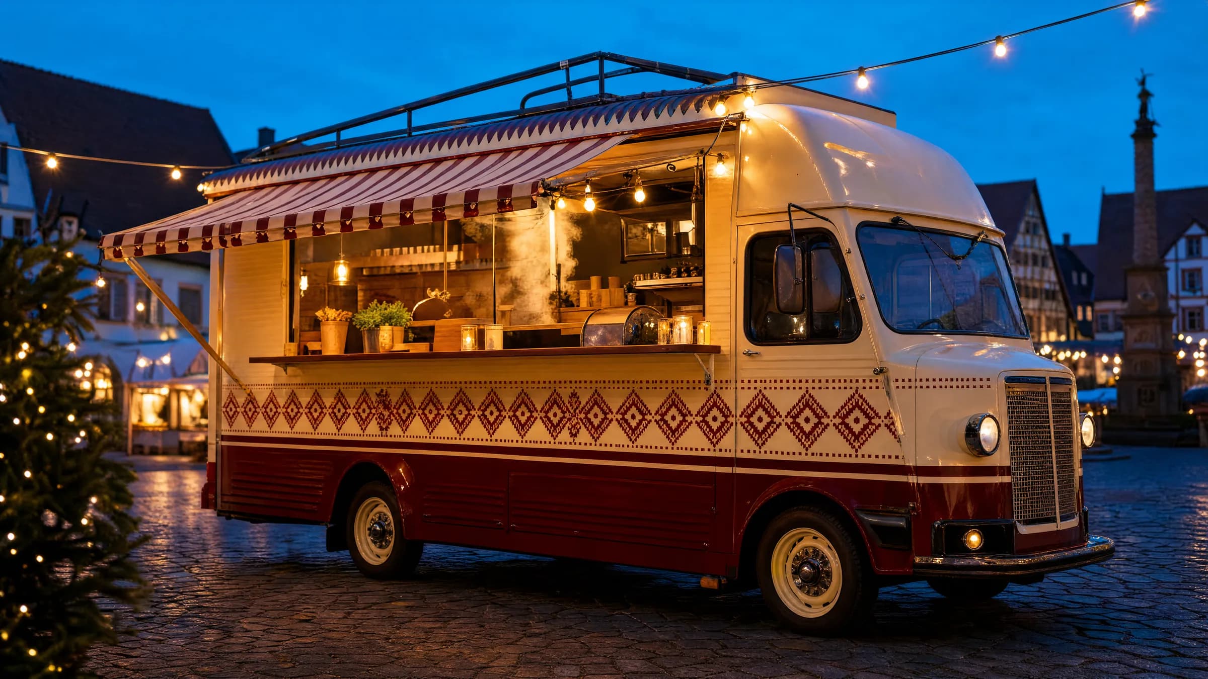 Babushka Foodtruck am Abend in Rödental