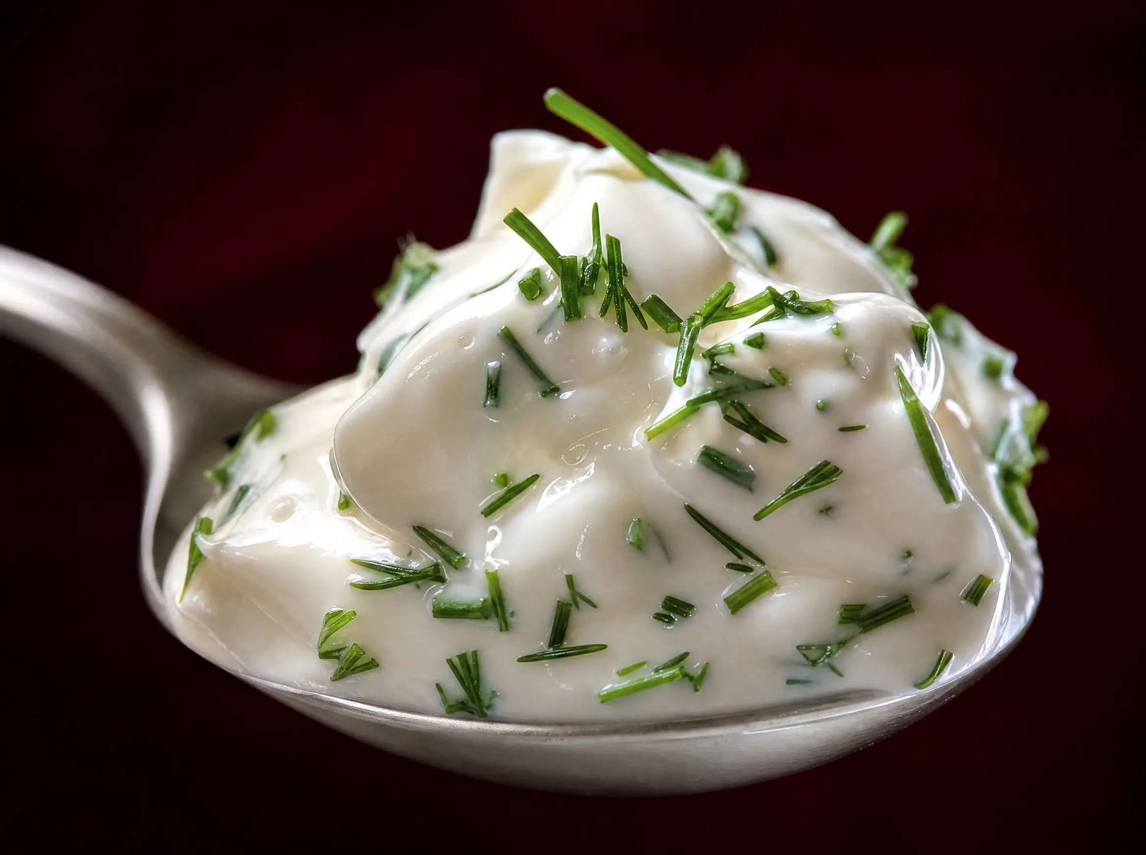 Smetana mit frischem Dill, Nahaufnahme